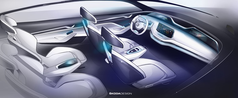 New Skoda Vision E concept interior