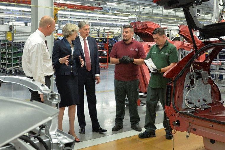 Chancellor Philip Hammond and PM Theresa May visit Jaguar