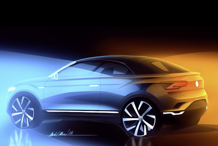 A first glimpse of the newly-developed cabriolet version of the T-Roc background