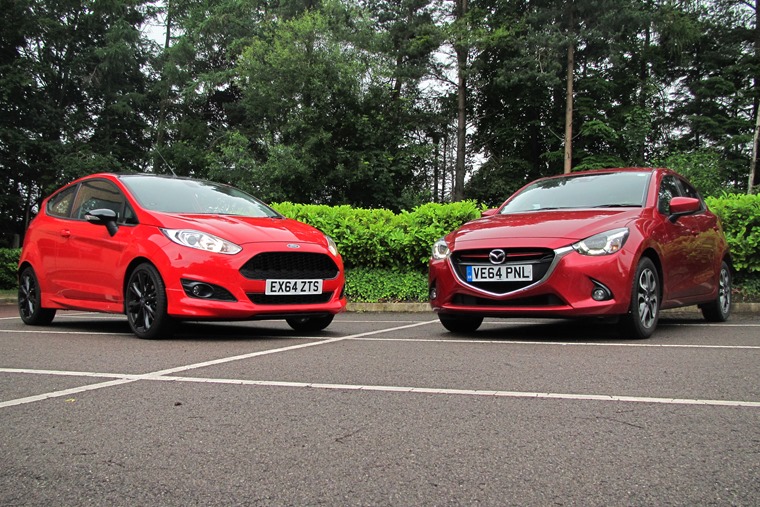 Ford Fiesta Red vs Mazda 2 Sport Nav Front (5)