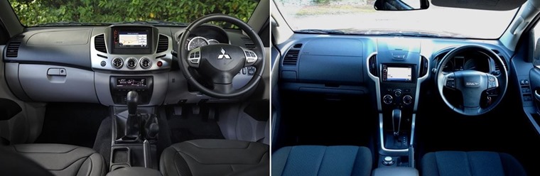 The Mitsubishi is the preferred place to be with its comfier leather seats and brighter, chirpier-styled cabin