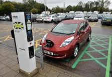 Nissan LEAF at an Ecotricity fast charger small