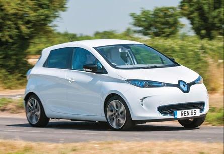 Renault ZOE on the road in white