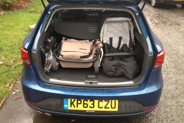 The 587 litre boot just about swallowed our baby buggy