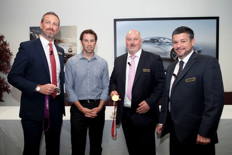 Alphabet Chief Exec Richard Schooling (second from right) launches Alphabet Partner with Gavin Davies (far right) at Peugeot's head office on September 30, 2014 