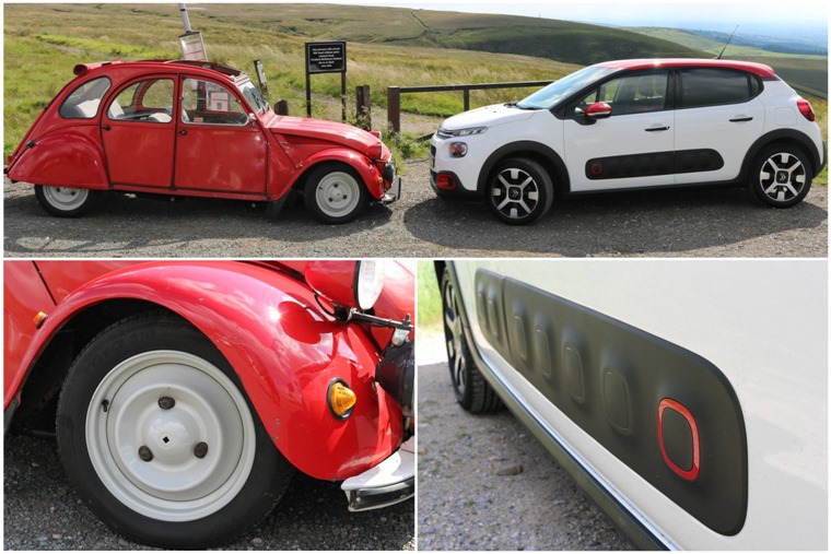 C3 and 2CV side-on, wheels and Airbumps