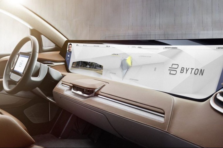 Byton features a futuristic 50in dashboard display.