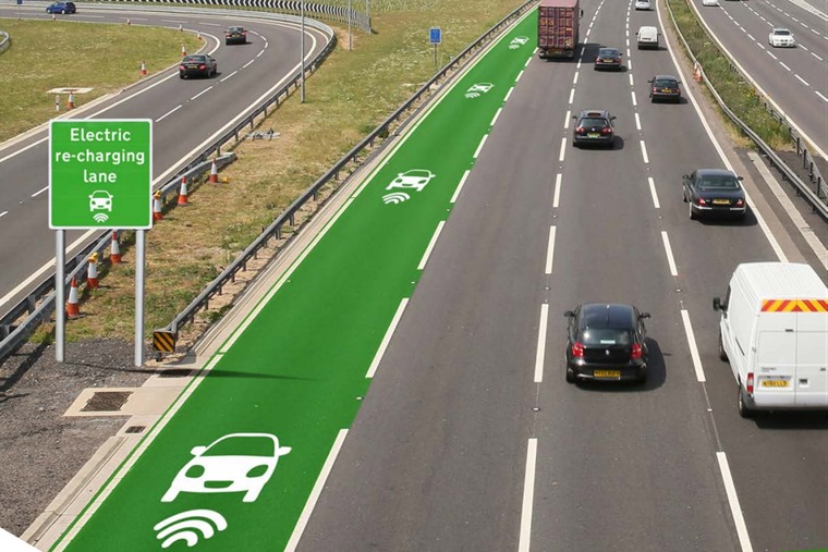 Electric re-charging lane on motorway 