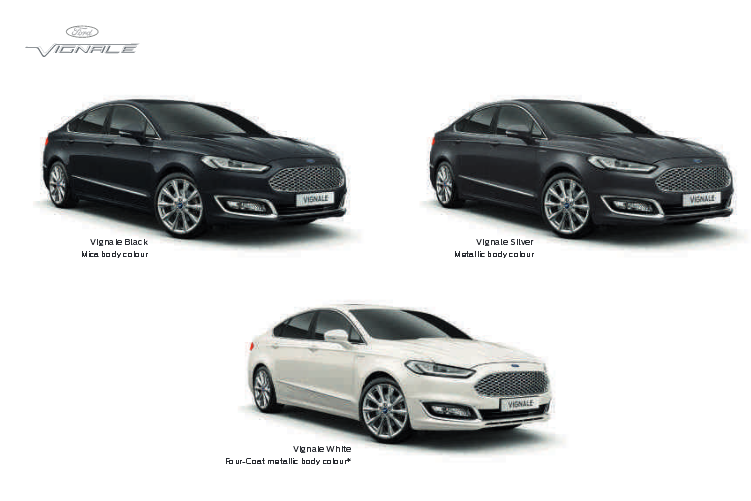 An extract from the Mondeo Vignale's brochure, which is available in a number or Vignale-only colours.