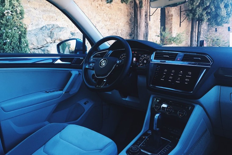 The interior is essentially the same as the standard Tiguan.