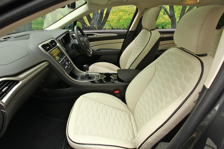 Diamond-stiched leather upholstery is standard across the Vignale range.