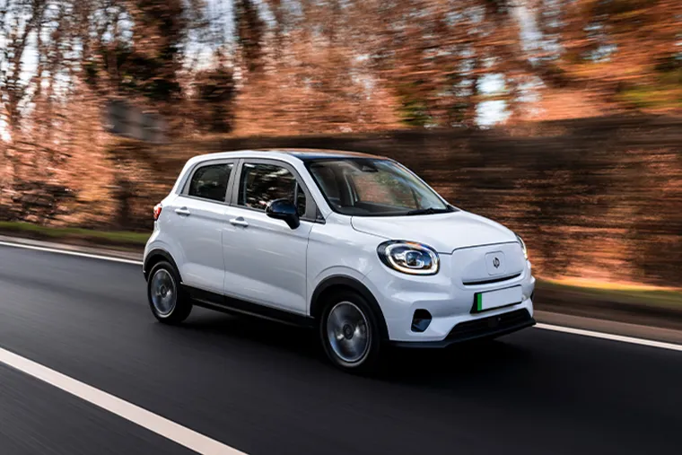 Leapmotor T03 compact electric hatchback driving on city road