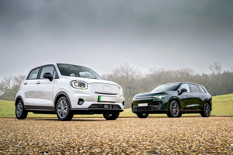 Leapmotor T03 electric hatchback and C11 electric SUV parked side by side